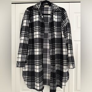 Black and White Plaid Button-Up Shacket
